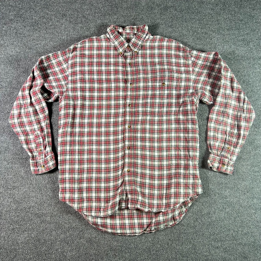 Vintage Bugle Boy Flannel Shirt Men Large Multicolor Plaid Button Front Everyday